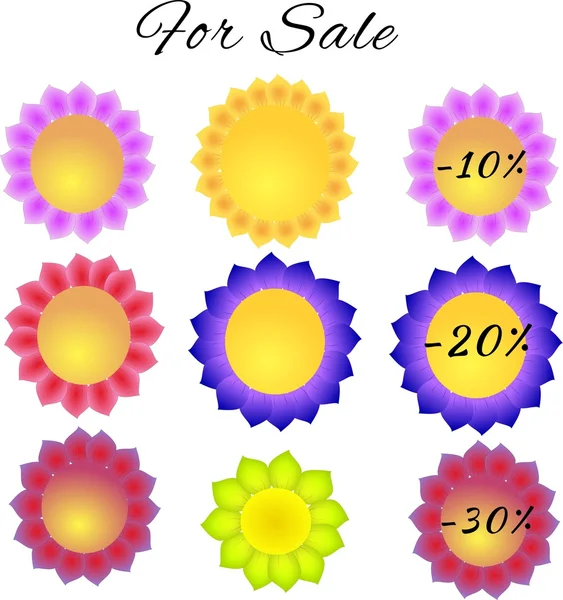 Illustration of paper flowers tags for spring discounts — Stock Photo, Image