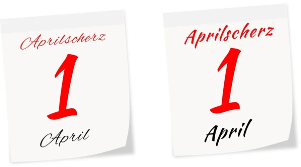 Calendar page with date of All Fool's Day on 1 st April 2014 in German — Stock Photo, Image