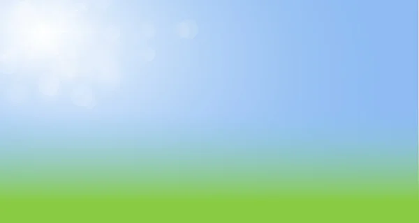 Green and yellow blurry sunny background with blue sky — Stock Photo, Image