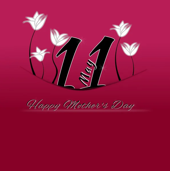 幸せな母の日 5 月 11 日。11 が赤い背景の上のポケットに隠れています。 — ストック写真