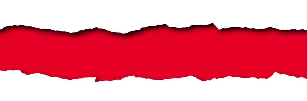 Gescheurd papier met rode ruimte voor tekst geïsoleerd — Stockfoto