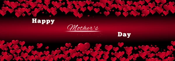 Banner de corazones para el Día de la Madre fondo rojo — Foto de Stock