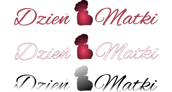 Set "Mother's day" shadow of mother baby in Polish — Stock Photo, Image