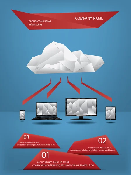 Concetto di infografica origami cloud computing — Vettoriale Stock