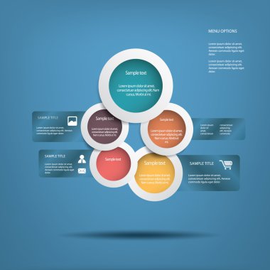 Beyaz Infographic elemanları çeşitli simgeleri infographics, web düzeni, sunum, vb için uygun olan yuvarlak.