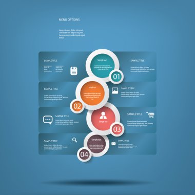 Beyaz daireler menü seçenekleri web tasarım veya infographics uygun illüstrasyon vektör