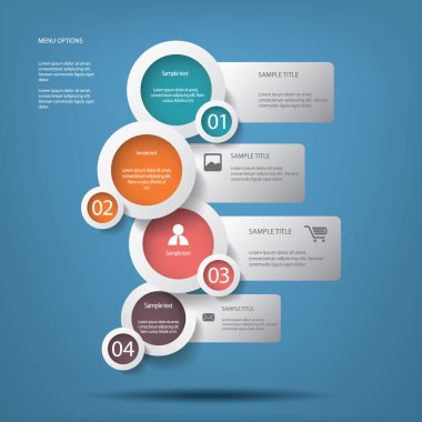 Beyaz daireler menü seçenekleri web tasarım veya infographics uygun illüstrasyon vektör