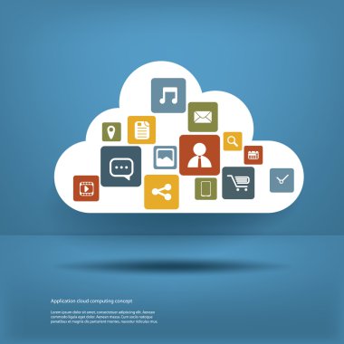 bulut bilgi işlem uygulama konsepti ile bulut ve metin alanı simgeler