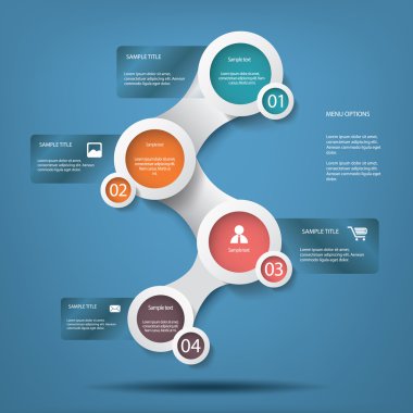 Beyaz daireler menü seçenekleri web tasarım veya infographics uygun illüstrasyon vektör