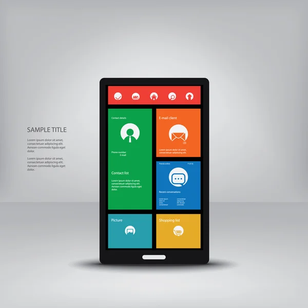 Smartphone med metro-stil grafiskt användargränssnitt — Stock vektor