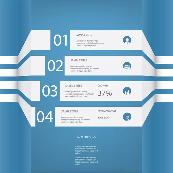 การออกแบบเวกเตอร์เมนู infographics ด้วยสี่ตัวเลือก — ภาพเวกเตอร์สต็อก