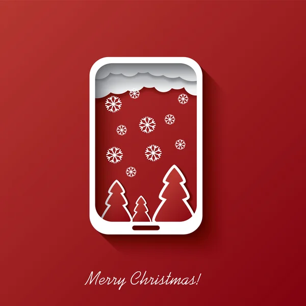 크리스마스 카드 스마트폰에서 컨셉 디자인 — 스톡 벡터