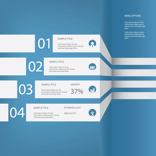 การออกแบบเวกเตอร์เมนู infographics ด้วยสี่ตัวเลือก — ภาพเวกเตอร์สต็อก