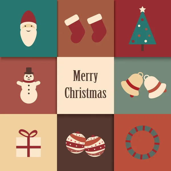 Simple vintage Christmas icons — Stock Vector