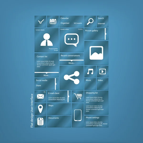 Icone di design piatto interfaccia utente grafica — Vettoriale Stock