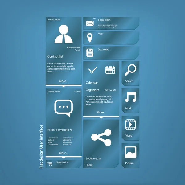 Iconos de diseño plano interfaz gráfica de usuario — Vector de stock