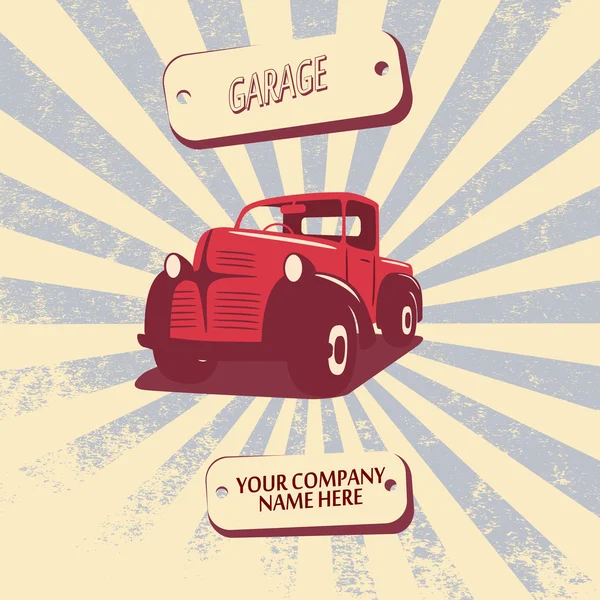 Vintage retro pickup truck car vector illustration