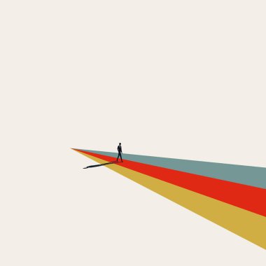 Renkli yolda iş lideri, vektör konsepti. Yol göstermenin, yön bulmanın sembolü. En küçük eps10 illüstrasyonu.