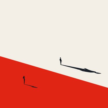 İş eşitsizliği vektör kavramı. Cinsiyet farkı, ayrımcılık ve fırsat eşitsizliğinin sembolü. En düşük tasarım eps10 illüstrasyon.