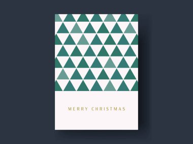 Geometri desenli basit, minimal bir noel kartı vektör şablonu. Eps10 illüstrasyon.