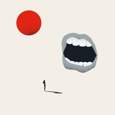 Business boss harassment and shouting vector concept. Symbol of discrimination, pressure, stress. Minimal design eps10 illustration.