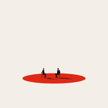 Business job interview vector concept. Symbol of recruitment, candidate, ambition, employer. Minimal design illustration