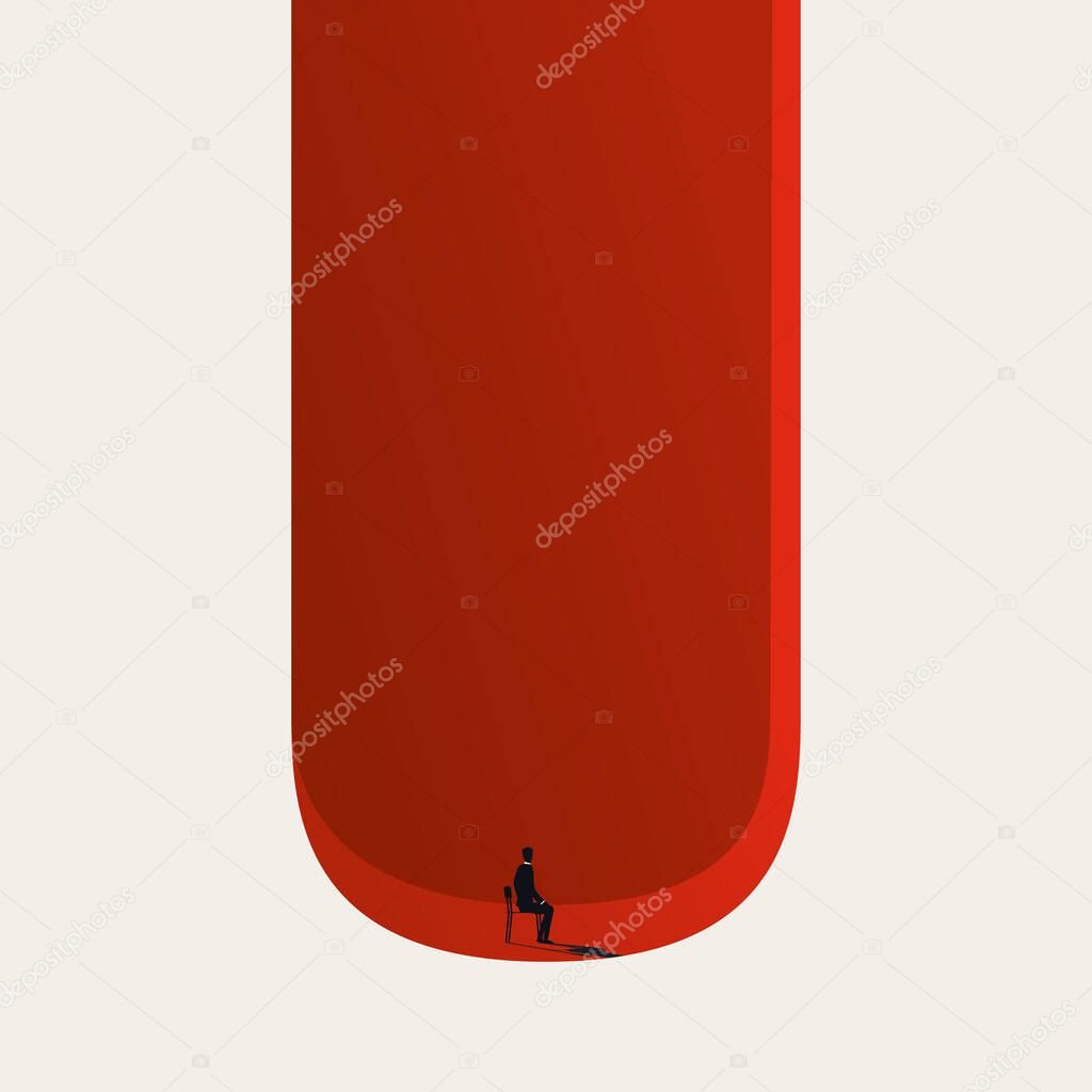 Business failure and challenge vector concept. Symbol of difficulty, depression, giving up. Minimal illustration.