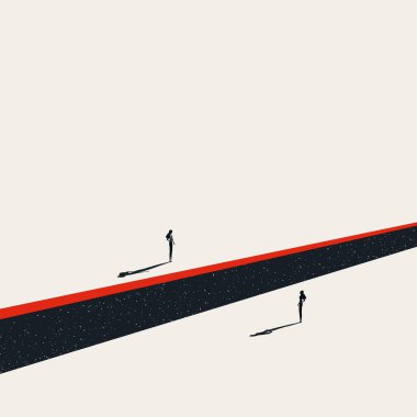 Business communication challenge and obstacle vector concept. Symbol of solution, overcome. Minimal illustration