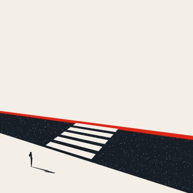 İş kadını sorunu aştı, vektör konsepti. Fırsat, başarı ve başarının sembolü. En küçük illüstrasyon