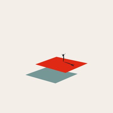 İş başarısı ve zafer vektörü konsepti. Başarının, kutlamanın, hırsının sembolü. En küçük illüstrasyon