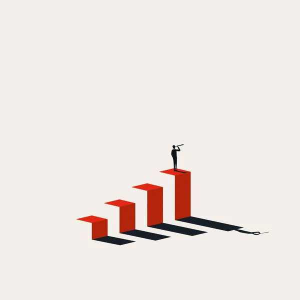 Geschäftswachstumsvision und Strategie-Vektorkonzept. Symbol für Ehrgeiz, Motivation und Erfolg. Minimale Illustration — Stockvektor