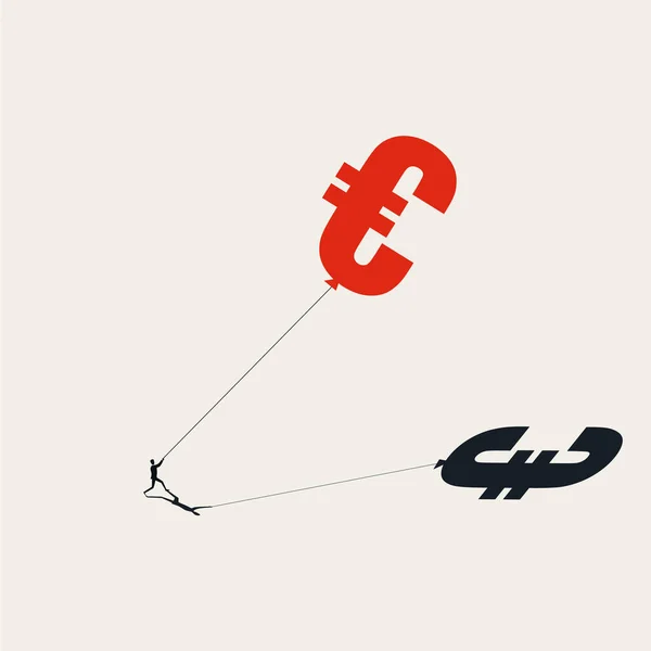 Inflatie vector concept. Symbool van prijsstijging, geldwaardevermindering, euroteken. Minimale illustratie. — Stockvector