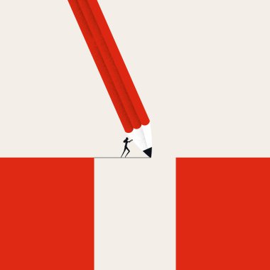 Yaratıcı iş çözümü, meydan okuma vektörü kavramının üstesinden gelmek. Yaratıcılığın sembolü, başarı. En küçük illüstrasyon