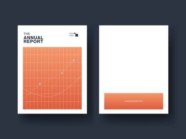 Yıllık iş raporu vektör şablonunu kapsar. Modern broşür taslağı. Asgari tasarım illüstrasyonu.