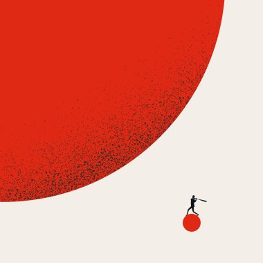 Zorluklara karşı iş, vektör konsepti. Sembol, güç, liderlik, cesaret. En küçük illüstrasyon