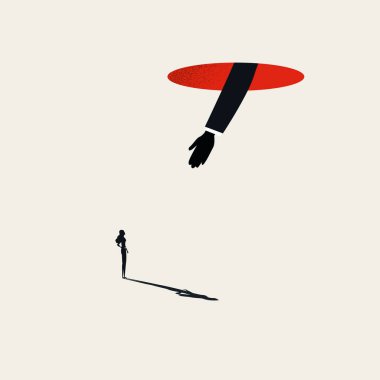 Kadın kariyeri için iş desteği, vektör konsepti. Yardım, fırsat, hırs sembolü. En düşük tasarım eps10 illüstrasyon