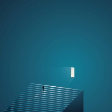 Kadınlar için iş fırsatı, vektör konsepti. Kariyerin sembolü, şirket merdiveni. En düşük tasarım eps10 illüstrasyon.