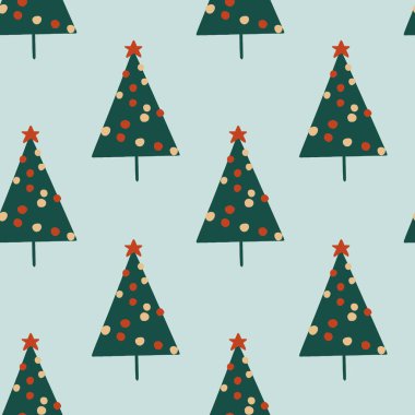 Kusursuz vektör desenli Noel ağacı ve çelenk