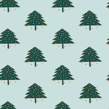 Kusursuz vektör desenli Noel ağacı ve çelenk