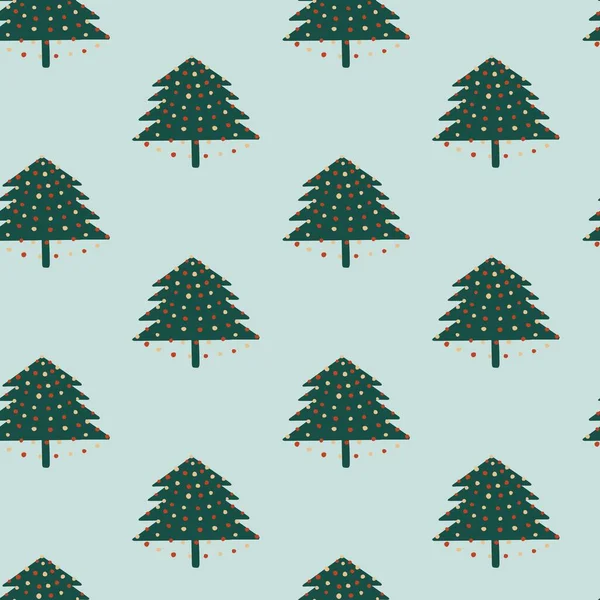 Seamless Vector Pattern Christmas Fir Tree Garland — Stock Vector
