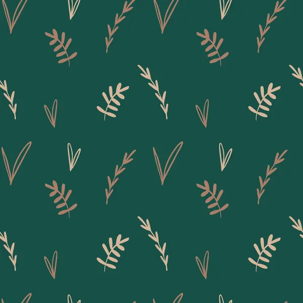 Patrón Floral Vector Sin Costuras Sobre Fondo Verde — Archivo Imágenes Vectoriales