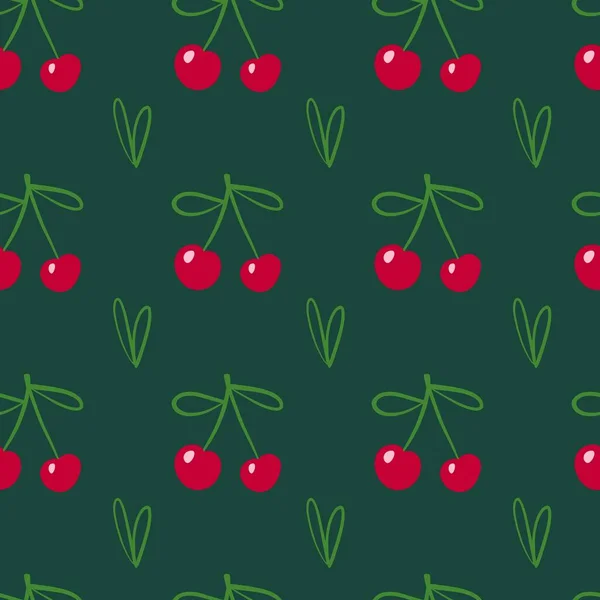 Sweet cherries. Beautiful summer pattern with cherries — Stock Vector