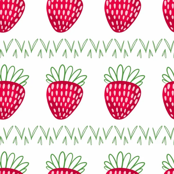 Strawberries hand drawn seamless pattern background — Stock Vector
