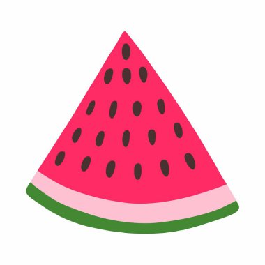 Beyaz arkaplan vektör illüstrasyonunda izole edilmiş renkli karpuz dilimi