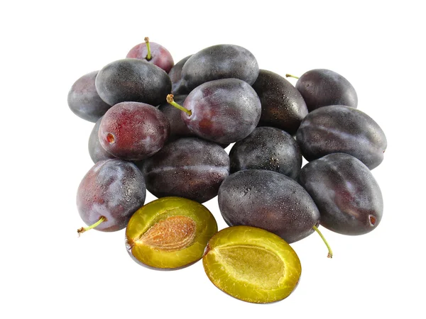 Fresh plums - one cut - optional — Stock Photo, Image