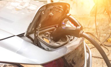 Arka bahçedeki elektrikli arabaya şarj aleti taktım.