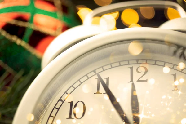 Новогодние Часы Полуночи Полуночные Часы Отсчета Концепция Празднования Нового Года — стоковое фото