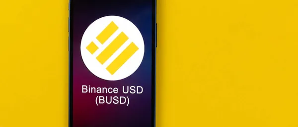 Binance Busd Symbol Trade Cryptocurrency Digital Virtual Money Banking Mobile — Stock Photo, Image