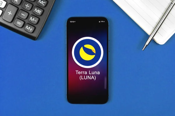 Terra Luna Símbolo Opere Con Criptomoneda Dinero Digital Virtual Banca — Foto de Stock
