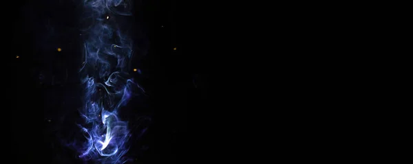 Абстрактный Синий Дым Искрами Черном Фоне Баннера Цветная Фактура Тумана — стоковое фото